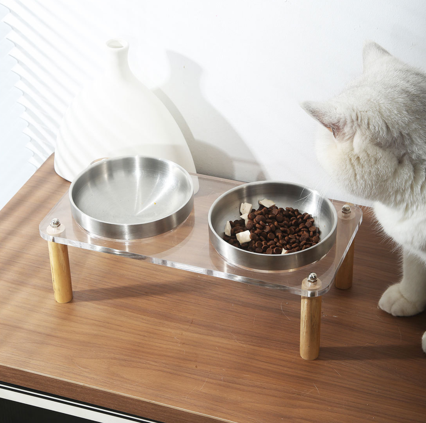 304 Stainless Steel Pet Food Bowl With Acrylic Stand