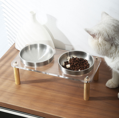 304 Stainless Steel Pet Food Bowl With Acrylic Stand