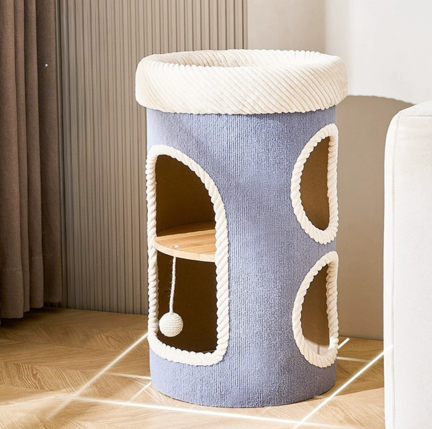 Marie Castle 3-Level Cat Tower & Bed– Multi-Tier Hideaway with Scratch-Resistant Fabric