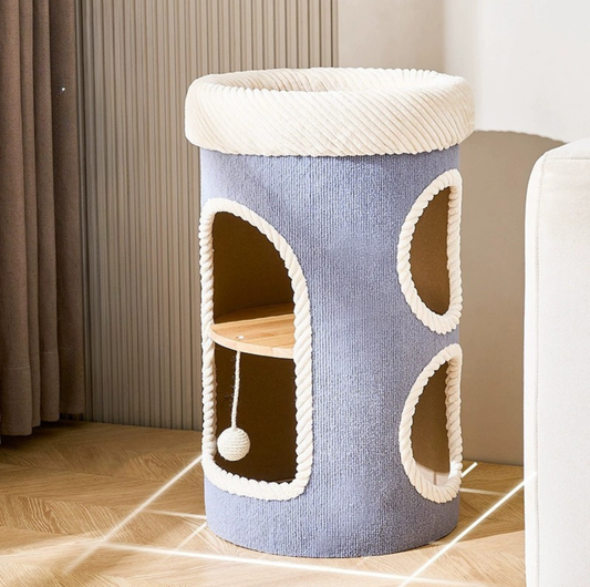 Marie Castle 3-Level Cat Tower & Bed– Multi-Tier Hideaway with Scratch-Resistant Fabric