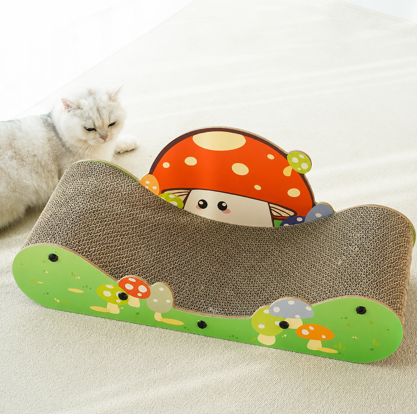 Mushroom Lounge Corrugated Cardboard Cat Scratcher Sofa