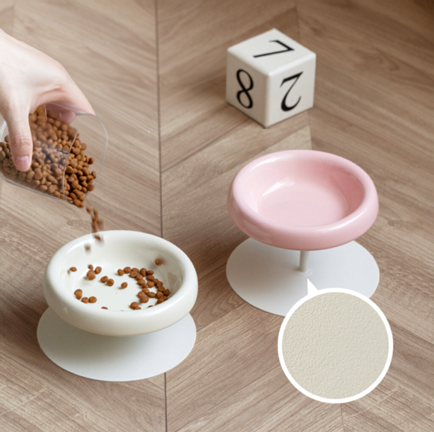 Aura Ceramic Pet Bowl with Metal Stand