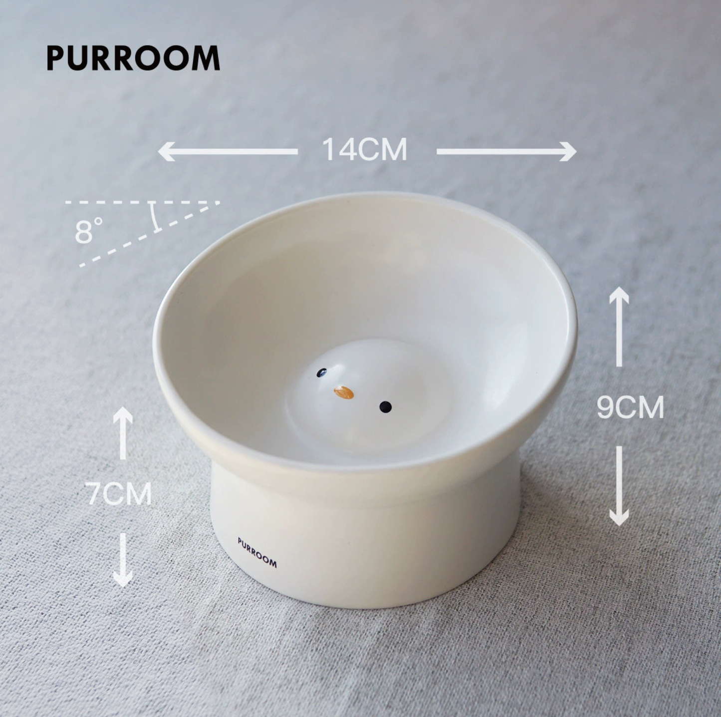 Purroom Little Chicken Series – Ceramic Raised Pet Bowl with Slow-Feeding Chick Design