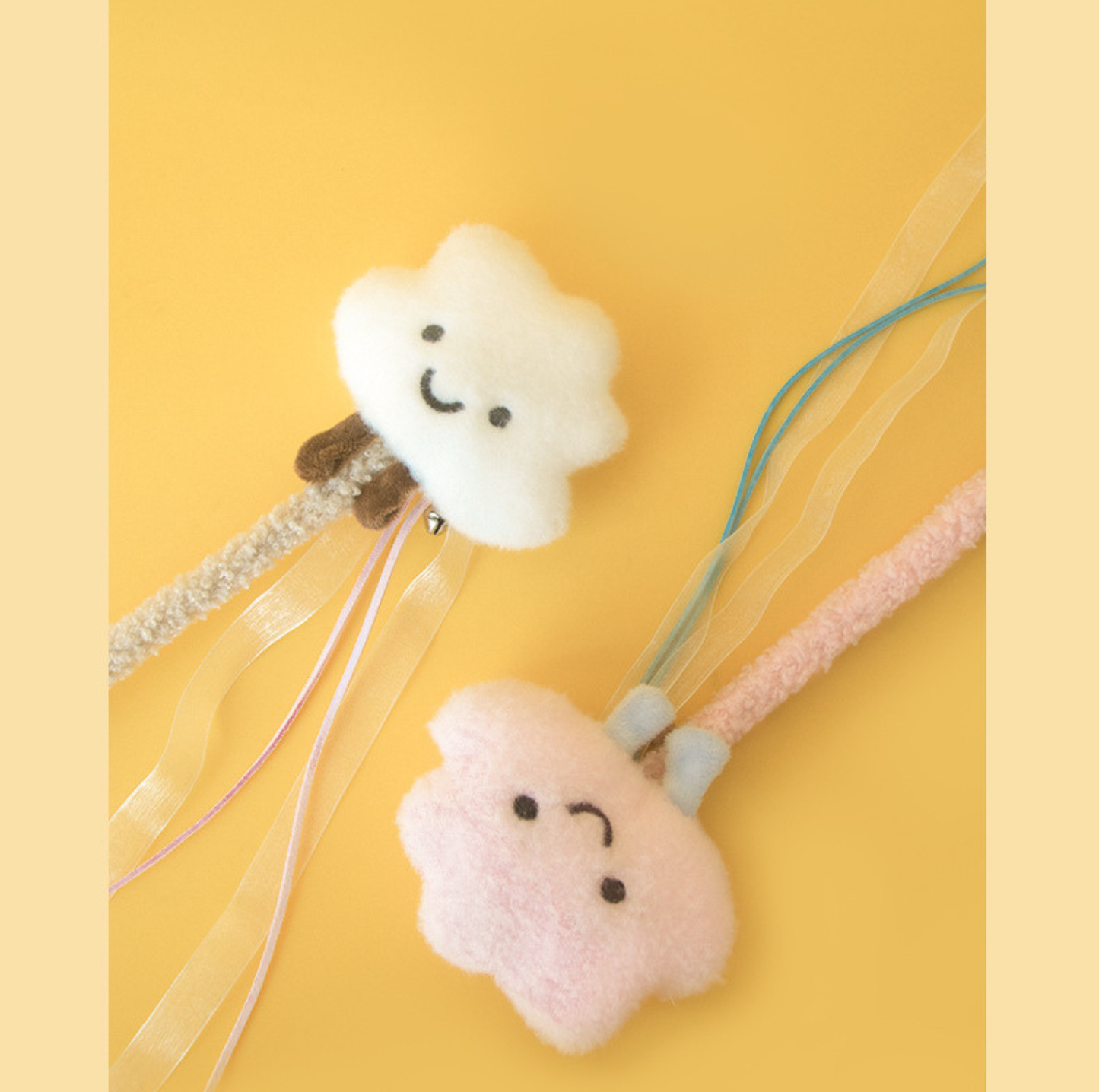 Cloud Plush Cat Teaser Wand with Ribbons