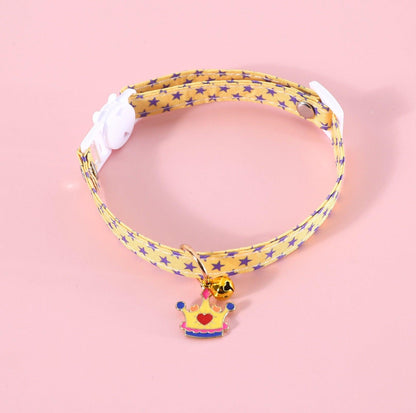 Crown-Styled Pendant Pet Collar with Adjustable Safety Buckle