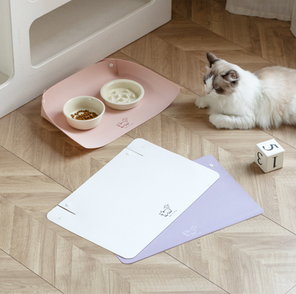Foldable Semi-Enclosed PU Leather Pet Food Mat
