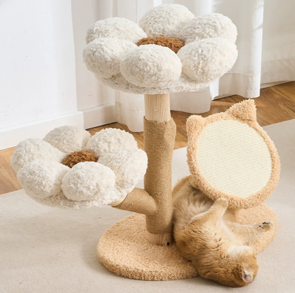 Four Seasons Natural Wood Flower Cat Tree