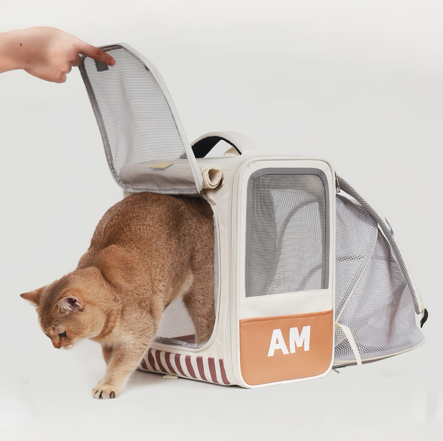 Expandable Pet Backpack Carrier with Mesh Tent
