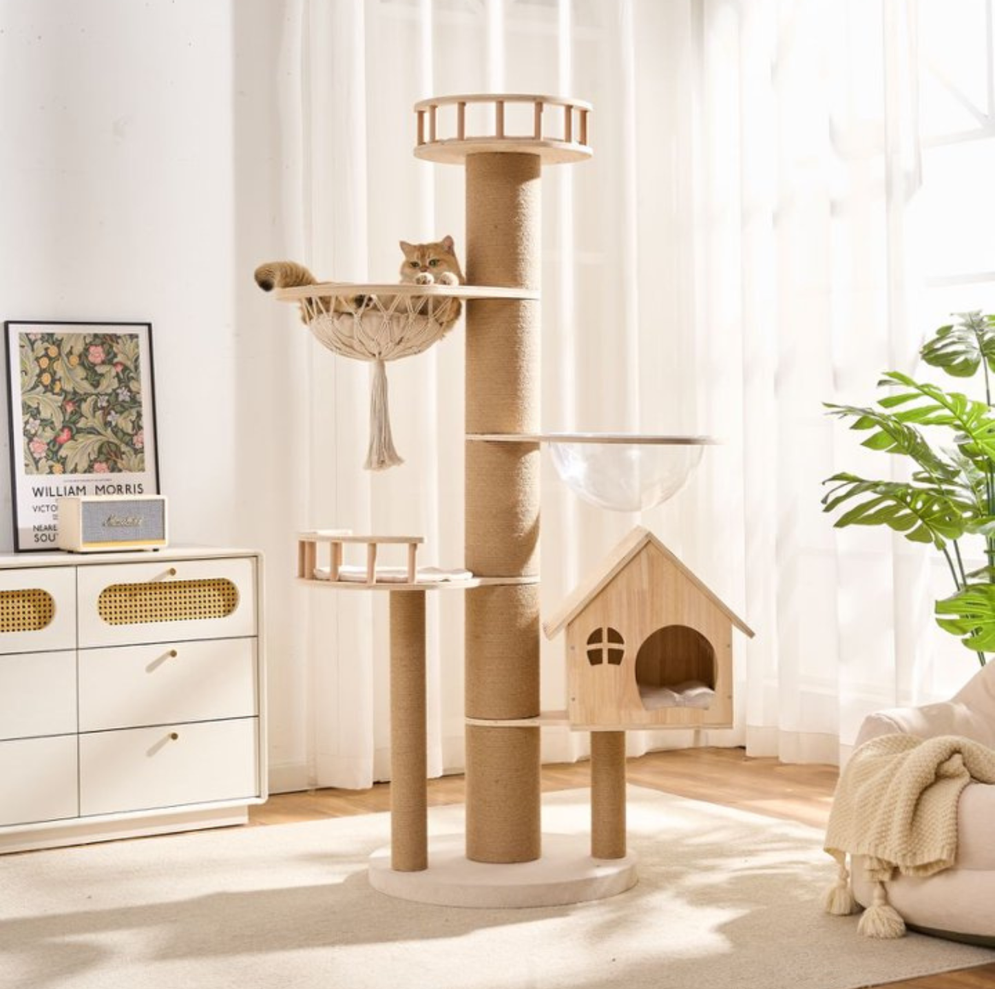 Cat Villa with 17cm Extra-Thick Sisal Scratching Column – 172.7 cm