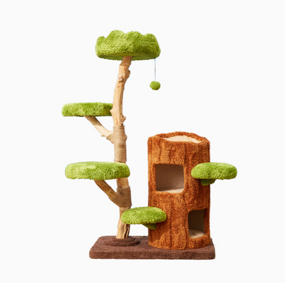 Cmisstree Tree Hollow Solid Wood 5-Tired Large Cat Tree