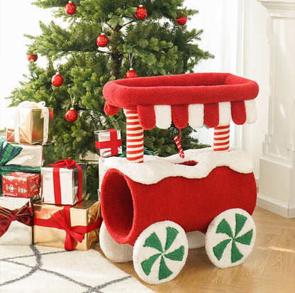 ZeZe Christmas Train Cat Tree: Holiday-Themed Climbing Frame & Toy for Cats