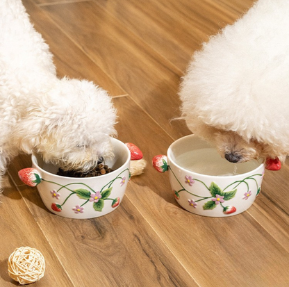 Strawberry Style Ceramic Pet Bowl