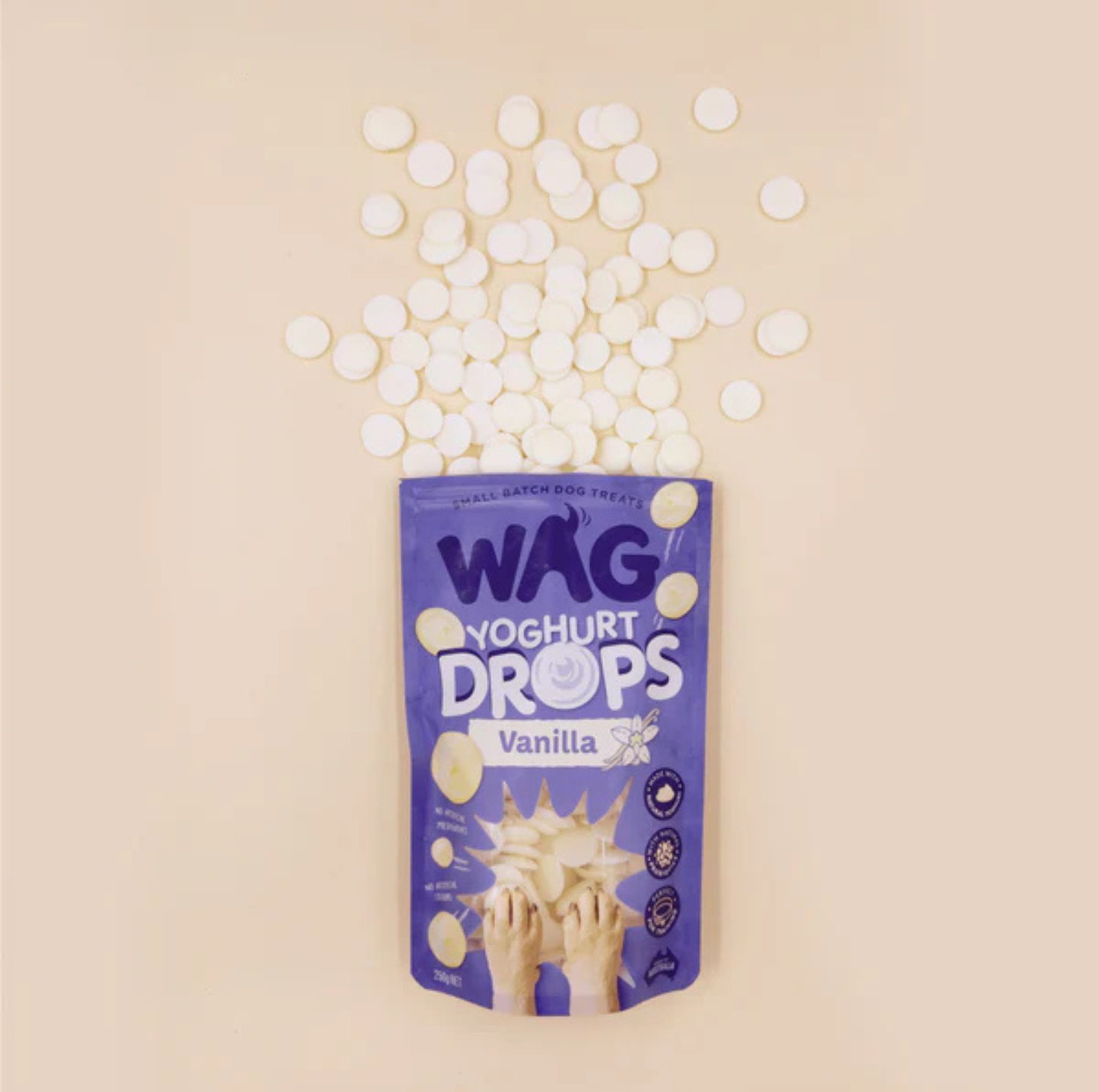 WAG Yoghurt Drops Vanilla Dog Treat 250g