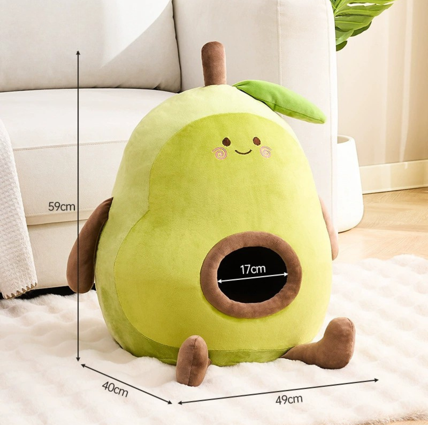 Cartoon Plush Cat Cave – Capybara & Avocado-Inspired Soft Pet Bed Hideaway