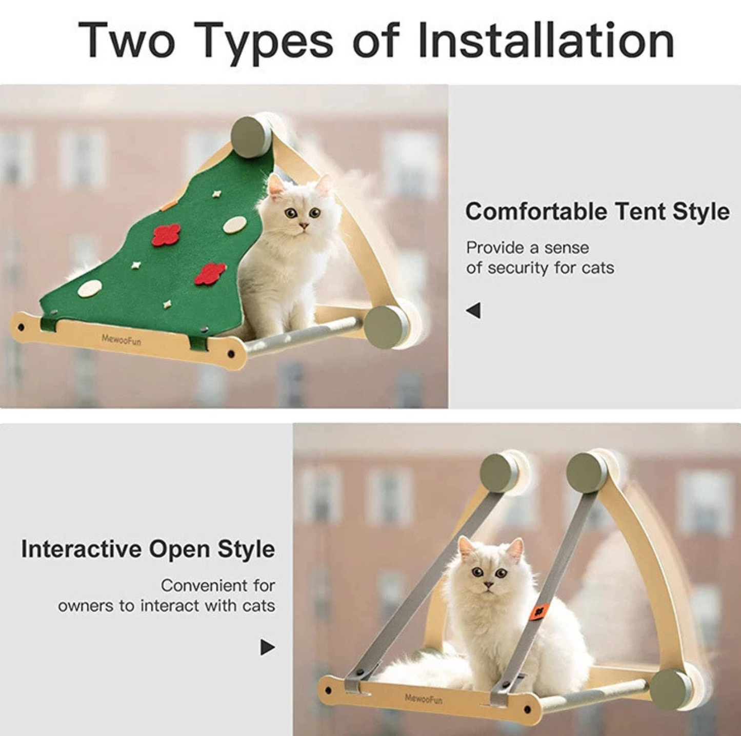 MeowooFun Cat Window Percher Hammock - Christmas Theme