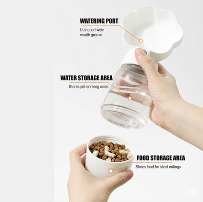 Paw-Shaped Portable Pet Water & Food Bottle – 2-in-1 Travel Dispenser