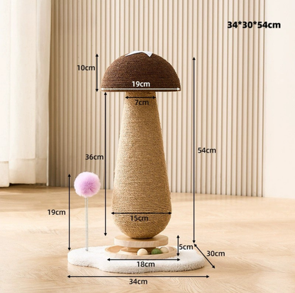 Mushroom Cat Scratch Post with Toy Ball Track