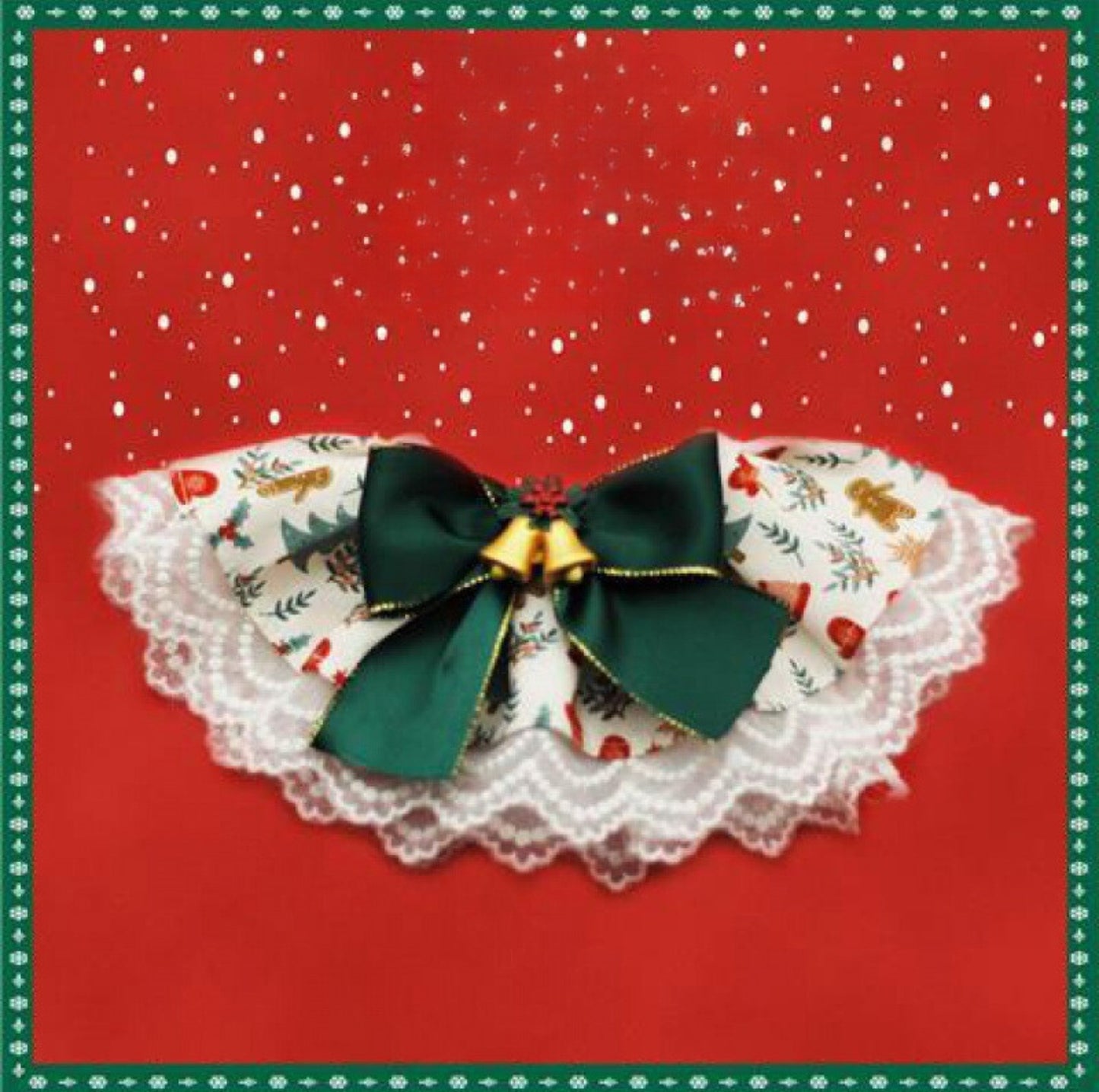 Adjustable Christmas Lace Bell Bandana: Festive Pet Accessory in Multiple Sizes & Styles