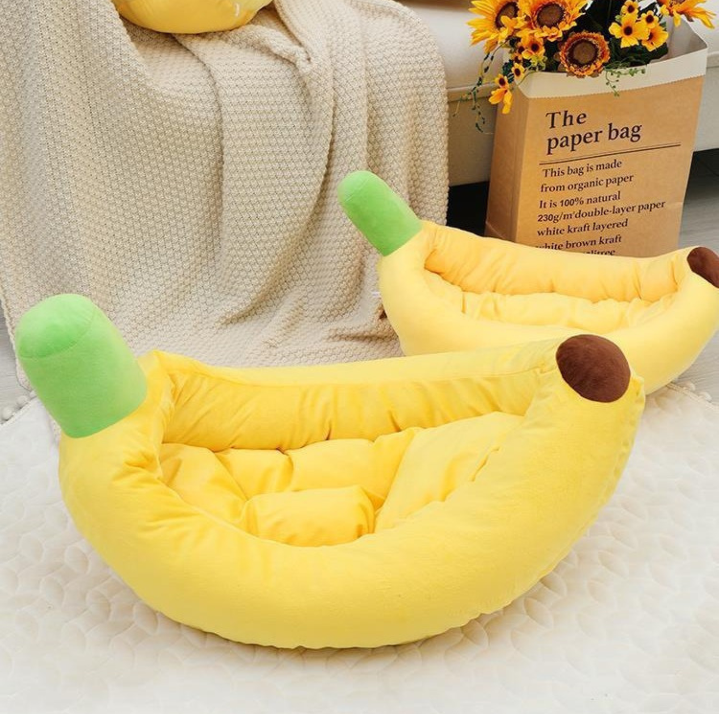 Banana Boat Plush Pet Bed