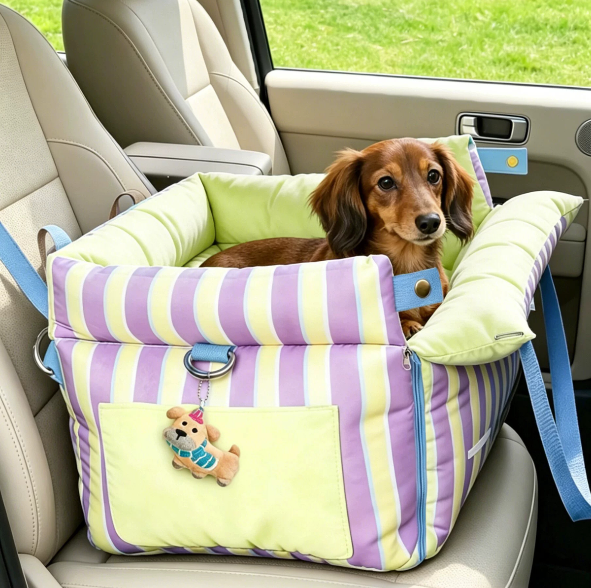 Water-Resistant Convertible Pet Car Seat and Bed with Safety Clip