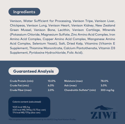 ZIWI Venison Recipe All Lifestage Wet Dog Food 170g