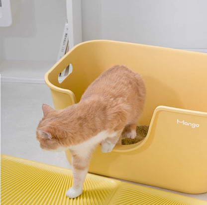 Mango Large High Edge Cat Litter Box - Mess-Free Design for Big Cats (61.5*41.5*33cm)