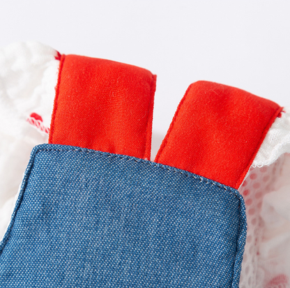 Denim Strawberry Suspender Pet Dress for Cats & Small Dogs