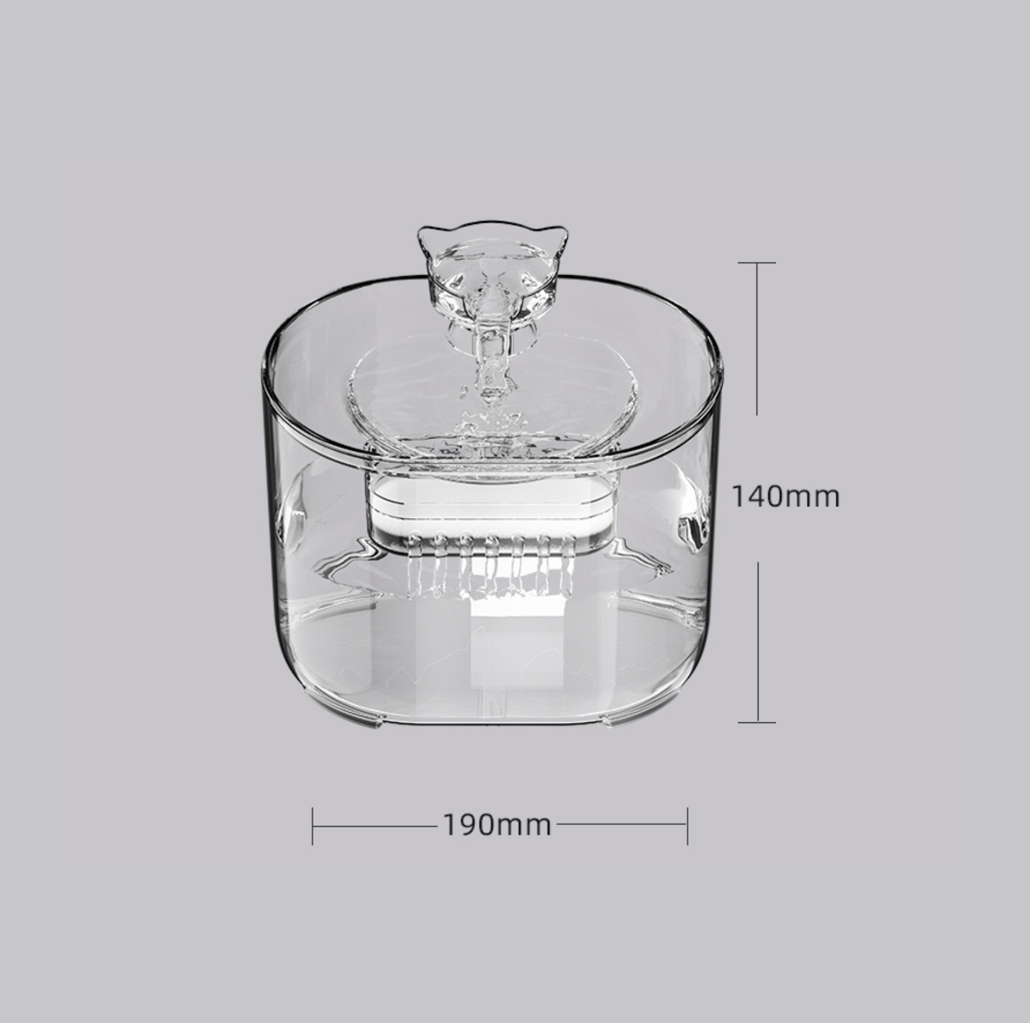 2.2L Transparent Pet Water Fountain with Dual Flow Mode