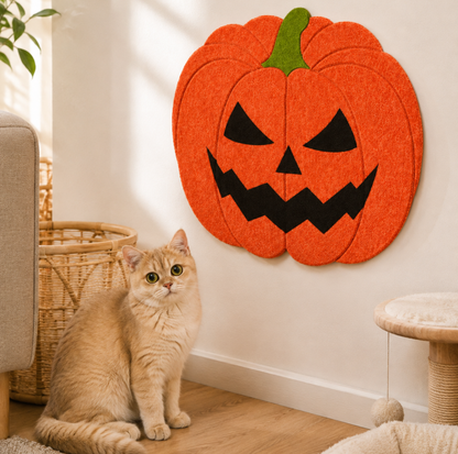 Pumpkin-Shaped Self-Adhesive Felt Cat Scratcher Mat