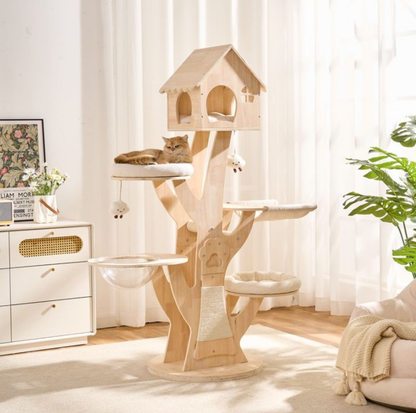 Treehouse Solid Wood Cat Villa Tower – 165 cm