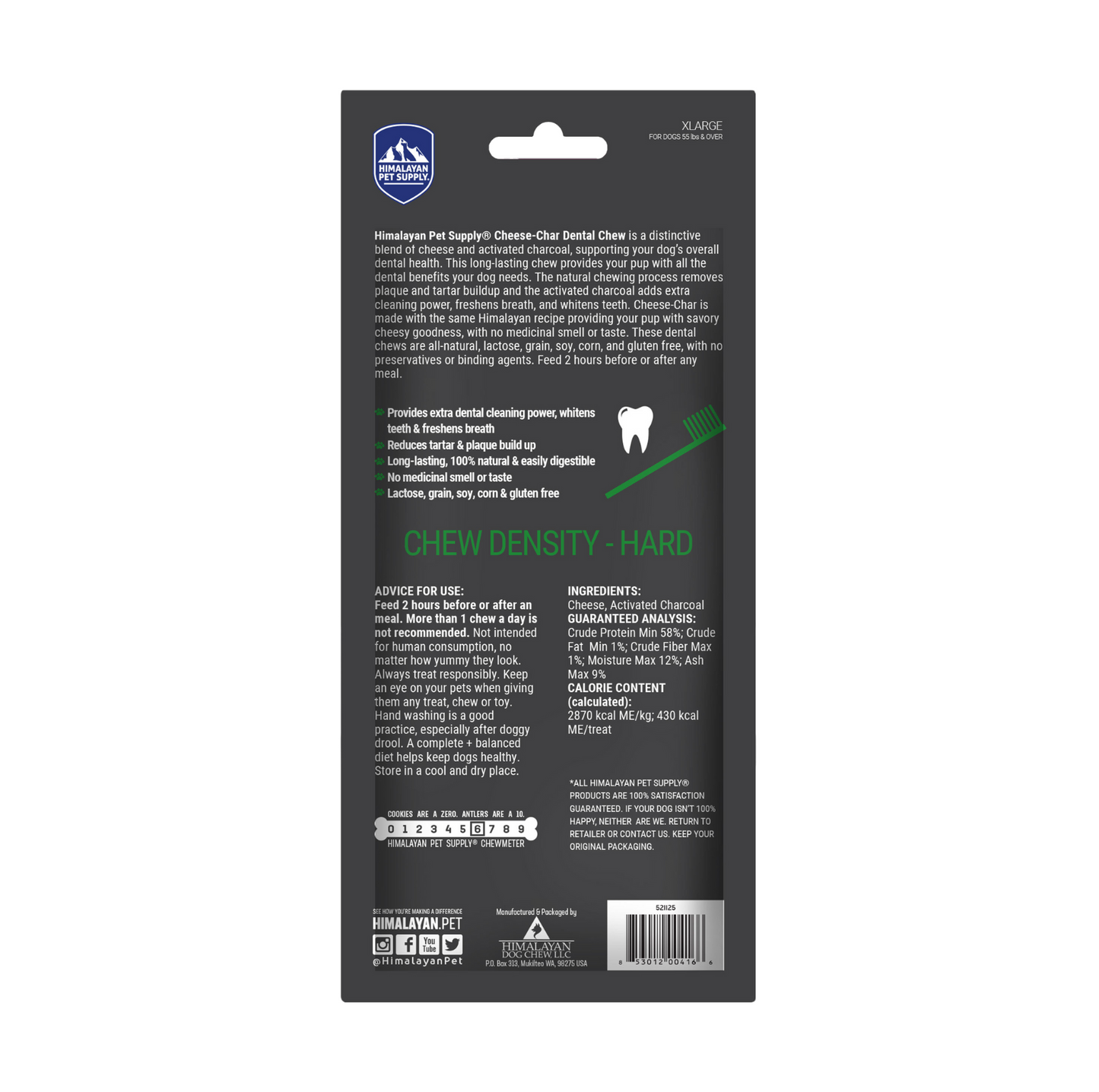 Himalayan Dog Chew Cheese Char with Activated Charcoal XLarge - With Hard Cheese