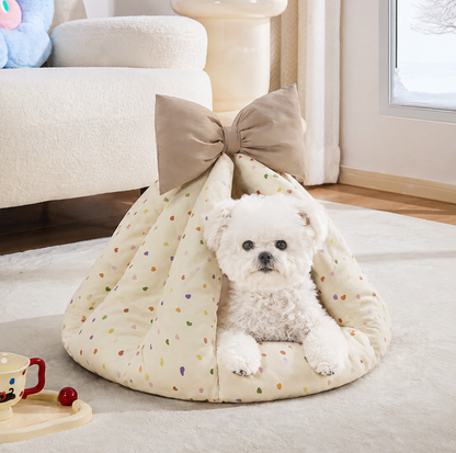 Bowknot Teepee Pet Bed with Removable Cushion