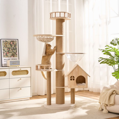 Cat Villa with 17cm Extra-Thick Sisal Scratching Column – 172.7 cm