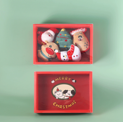 Christmas Cat Plush Toy Gift Box – 5-Piece Holiday Catnip Toy Set with Bell