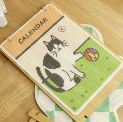 Playful Tuxedo Cat Calendar-Style Scratcher Board