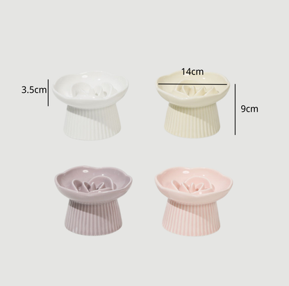 Rose-Styled Elevated Ceramic Pet Slow Feeder