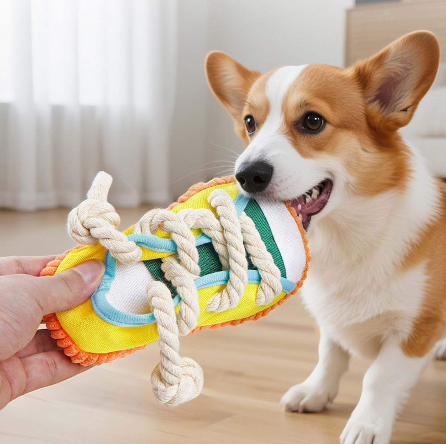 Shoe Chew Toy – Squeaky Tug & Teething Fun for Dogs