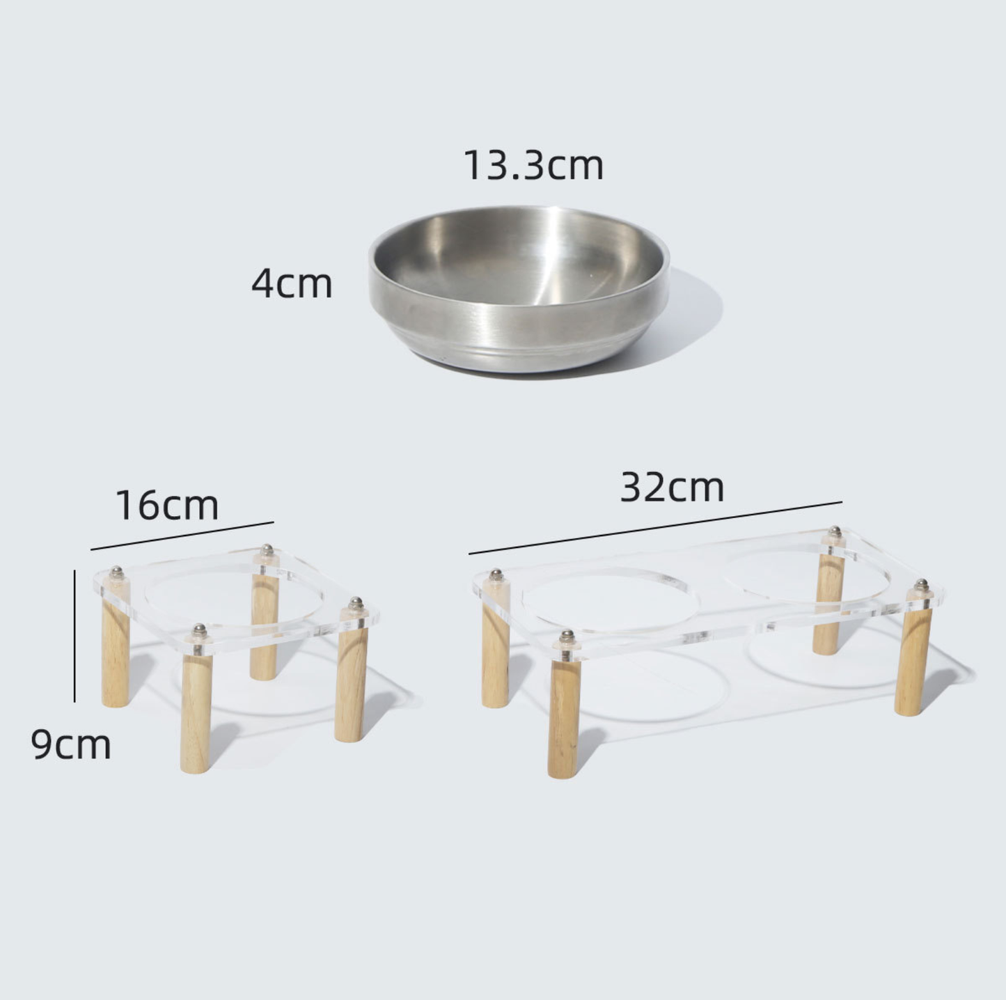 304 Stainless Steel Pet Food Bowl With Acrylic Stand