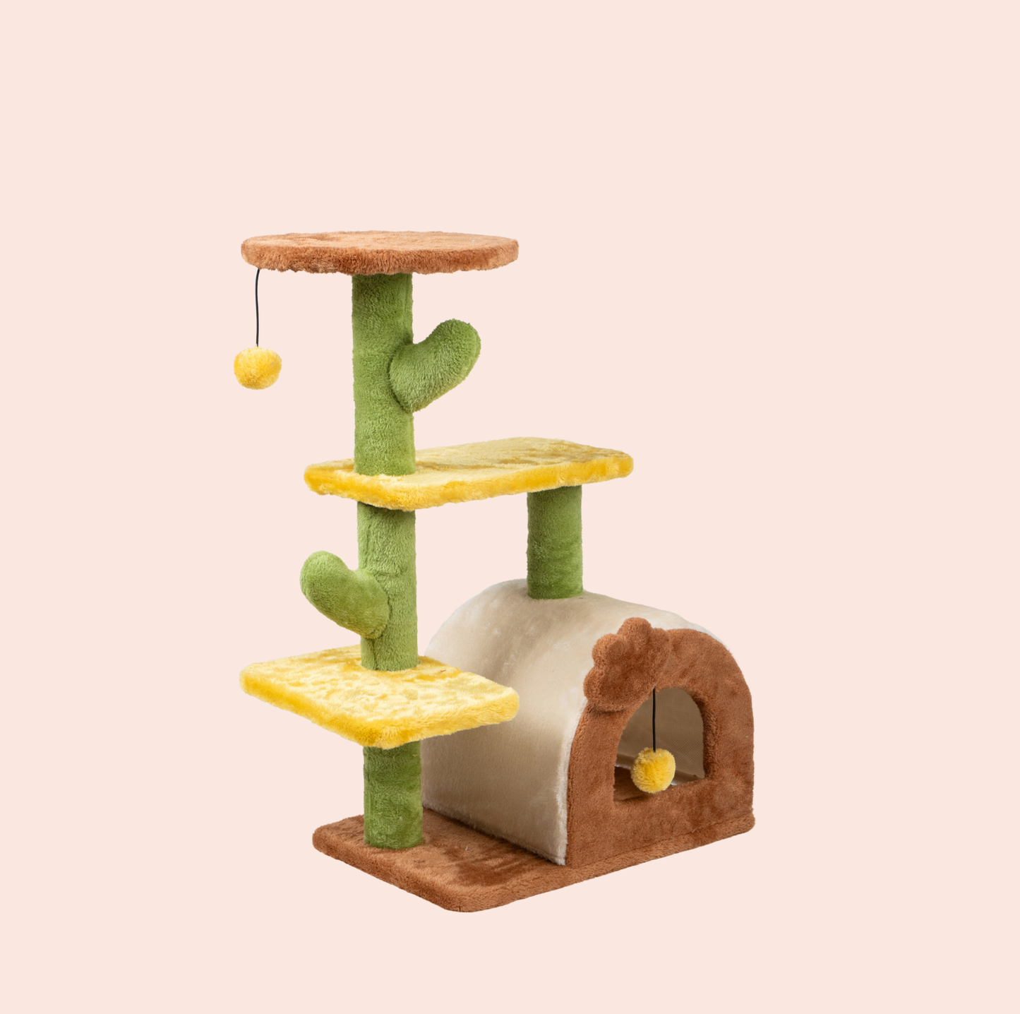 Small Sunny Desert Cat Tree – Cactus-Inspired Plush Tower 70cm (KSM004)