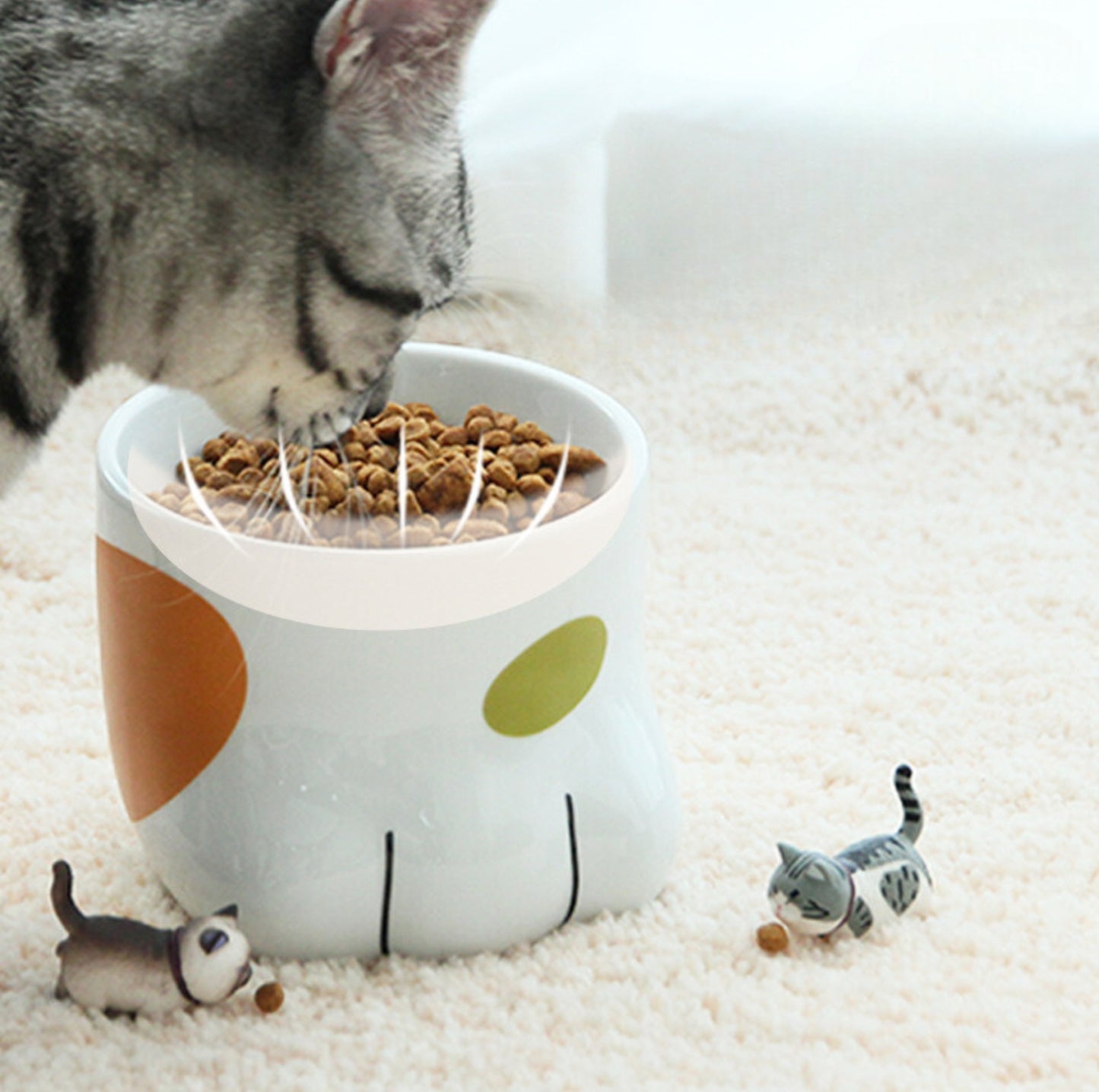 Elevated Ceramic Paw Shape Pet Cat Bowl Dog Bowl