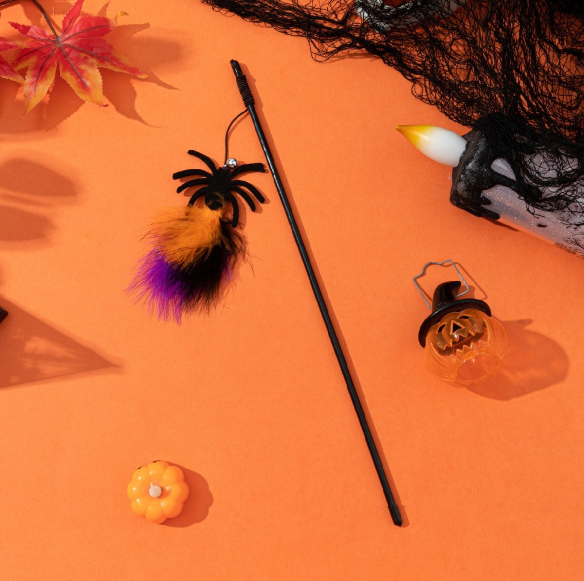 Halloween Feather Cat Teaser Wand