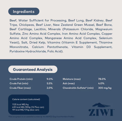 ZIWI Peak Beef Recipe All Lifestage Wet Food Can 170g