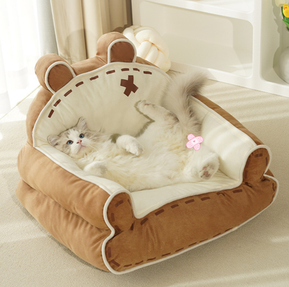 Bear Hug Plush Cat Sofa Bed