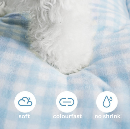 Gingham Sofa-Style Pet Bed – Soft, Supportive & All-Season Comfort