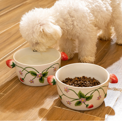 Strawberry Style Ceramic Pet Bowl