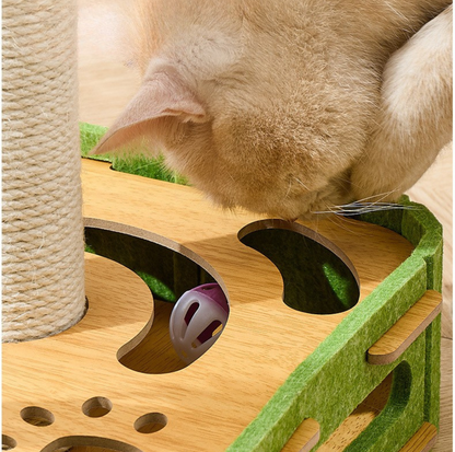 Felt Cat Puzzle Toy with Scratching Pole