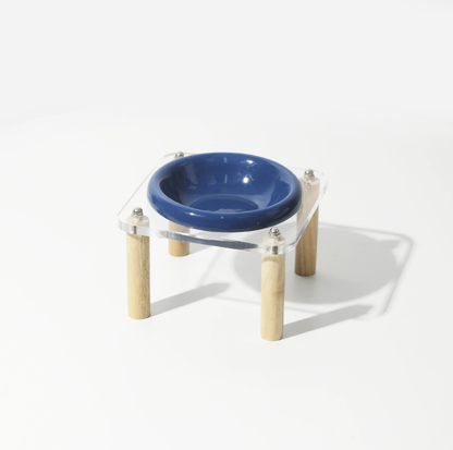 Pop Colour Ceramic Pet Bowl with Elevated Acrylic or Wooden Stand
