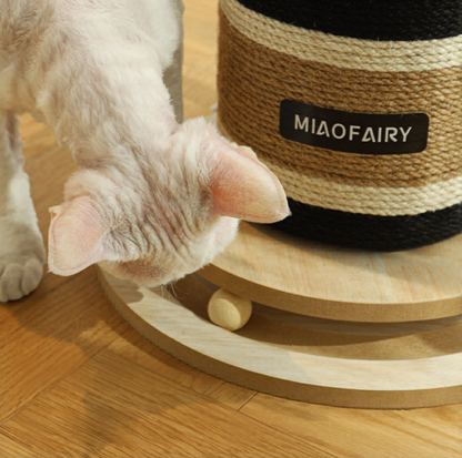 Wine Bottle Cat Scratching Post with Rotating Ball-Track Base