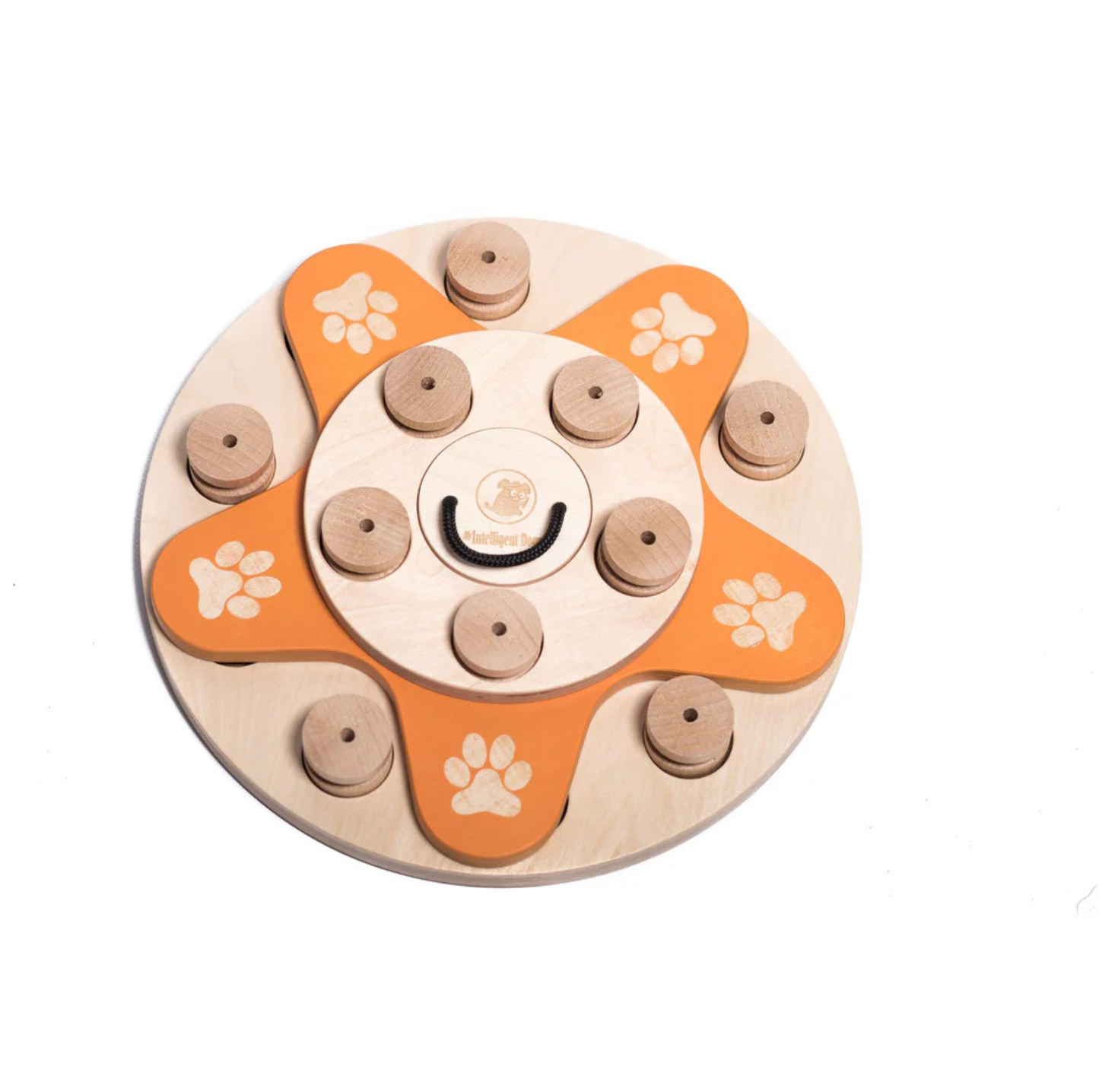 Interactive Wooden Dog Puzzle Toy – Flower Shape Slow Feeder & Treat Game