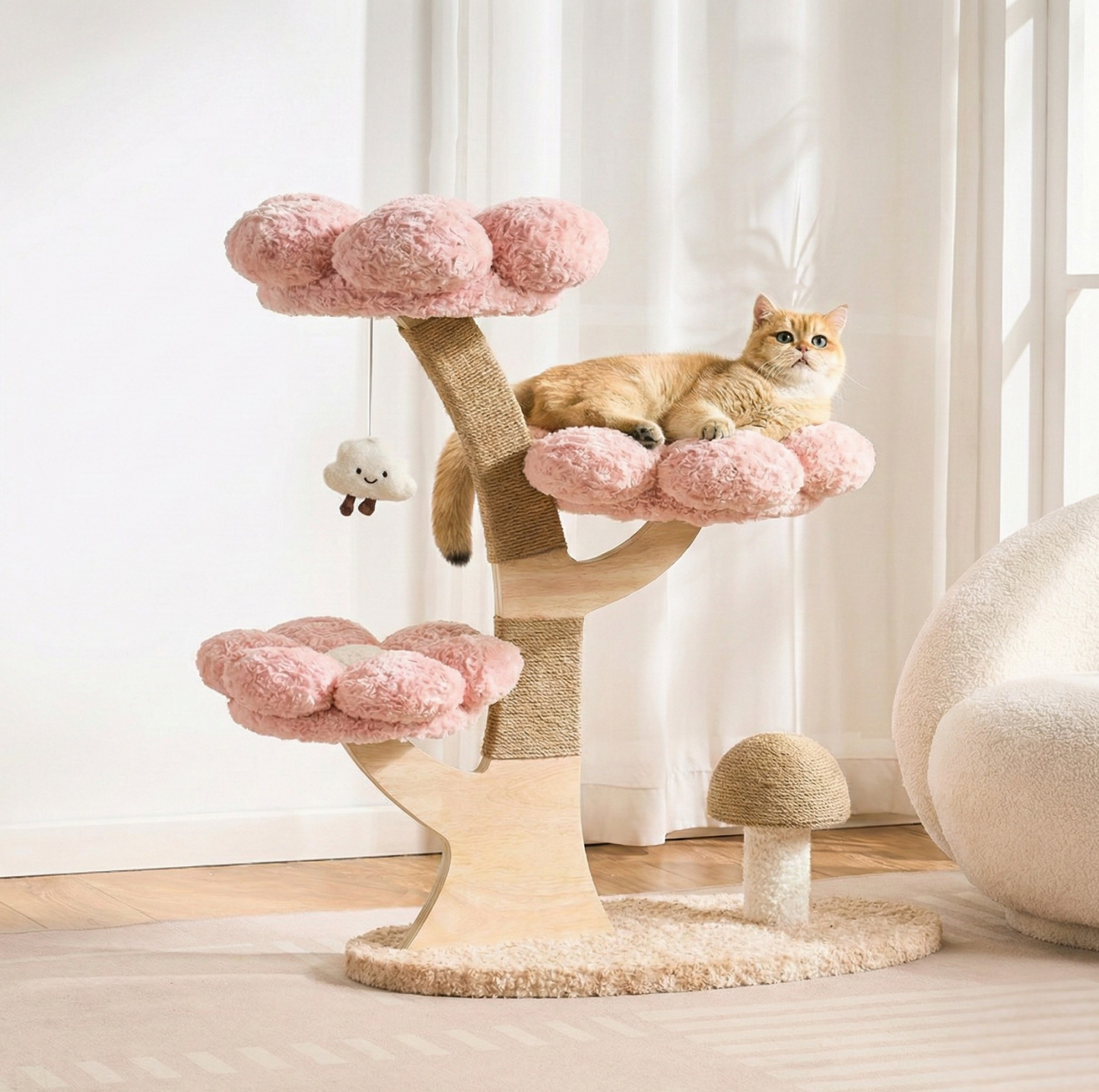 Flower Series Cat Tree – Pink Bloom (3 Platforms)